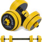 GoXccess Adjustable Weightlifting Dumbbell Set with Connecting Rod, 44-Pound Pair, Unisex