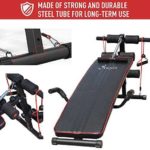 Soozier Sit Up Bench Core Workout Adjustable Thigh Support for Home Gym Black and Red