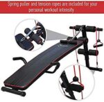 Soozier Sit Up Bench Core Workout Adjustable Thigh Support for Home Gym Black and Red - Image 2