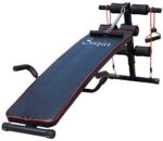 Soozier Sit Up Bench Core Workout Adjustable Thigh Support for Home Gym Black and Red - Image 4