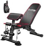 GIKPAL Adjustable Weight Bench - 8 Position, Incline / Flat or Decline, Foldable Exercise Bench for Home Gym, 300 Pound Capacity (Black and Red) (Red)